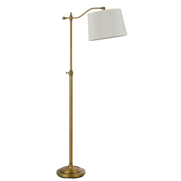 HomeRoots 63" Bronze Adjustable Height Swing Arm Floor Lamp - Elegant Task Lighting with Crisp White Shade 526247