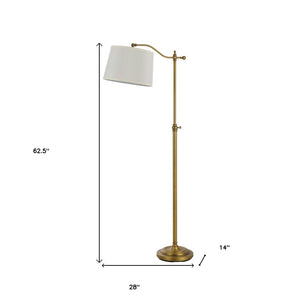 HomeRoots 63" Bronze Adjustable Height Swing Arm Floor Lamp - Elegant Task Lighting with Crisp White Shade 526247