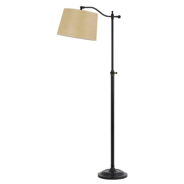 HomeRoots 63" Adjustable Bronze Metal Floor Lamp with Tan Shade - Classic Design for Warm, Customizable Light 526248