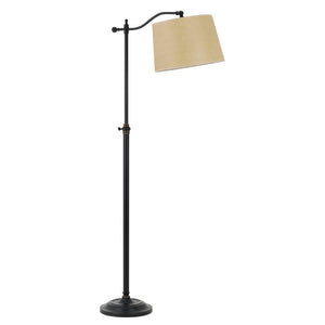 HomeRoots 63" Adjustable Bronze Metal Floor Lamp with Tan Shade - Classic Design for Warm, Customizable Light 526248