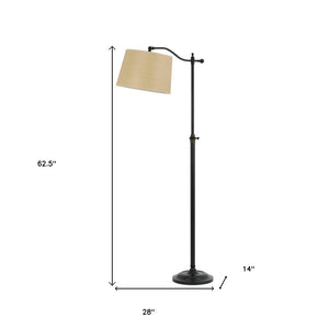 HomeRoots 63" Adjustable Bronze Metal Floor Lamp with Tan Shade - Classic Design for Warm, Customizable Light 526248