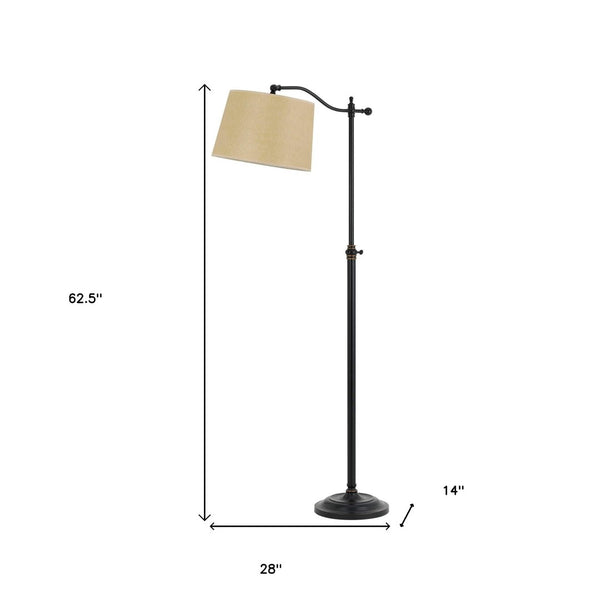 HomeRoots 63" Adjustable Bronze Metal Floor Lamp with Tan Shade - Classic Design for Warm, Customizable Light 526248