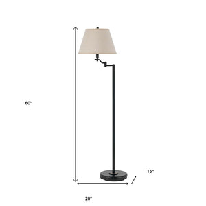 HomeRoots 60" Bronze Swing Arm Floor Lamp – Adjustable Beige Shade for Warmth & Elegant Illumination in Rooms 526251