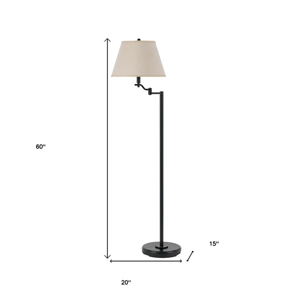 HomeRoots 60" Bronze Swing Arm Floor Lamp – Adjustable Beige Shade for Warmth & Elegant Illumination in Rooms 526251