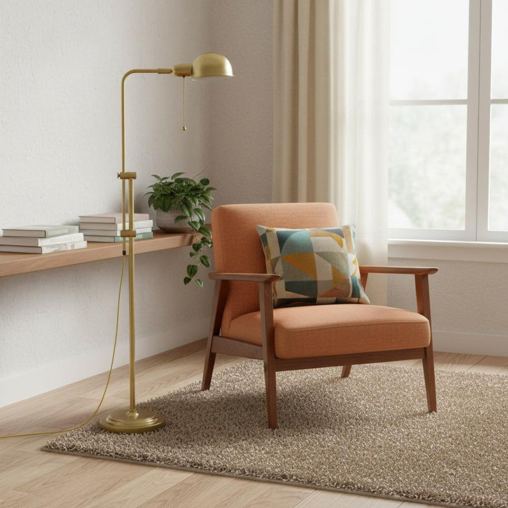 HomeRoots 58" Brass Adjustable Floor Lamp with Bronze Dome Shade - Mid-Century Style for Reading & Relaxing 526253