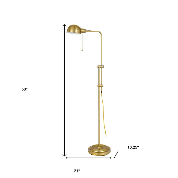 HomeRoots 58" Brass Adjustable Floor Lamp with Bronze Dome Shade - Mid-Century Style for Reading & Relaxing 526253