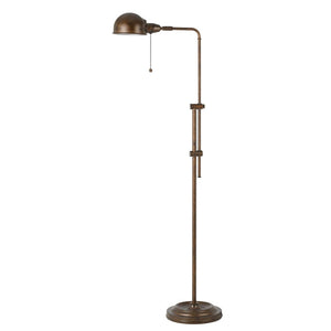 HomeRoots 58" Rust Metal Adjustable Swing Arm Floor Lamp - Stylish Industrial Dome Shade for Any Room 526256