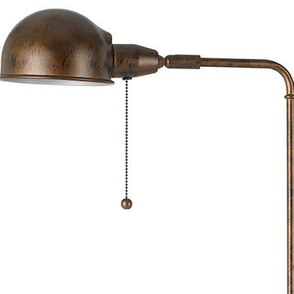HomeRoots 58" Rust Metal Adjustable Swing Arm Floor Lamp - Stylish Industrial Dome Shade for Any Room 526256