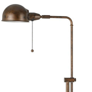 HomeRoots 58" Rust Metal Adjustable Swing Arm Floor Lamp - Stylish Industrial Dome Shade for Any Room 526256
