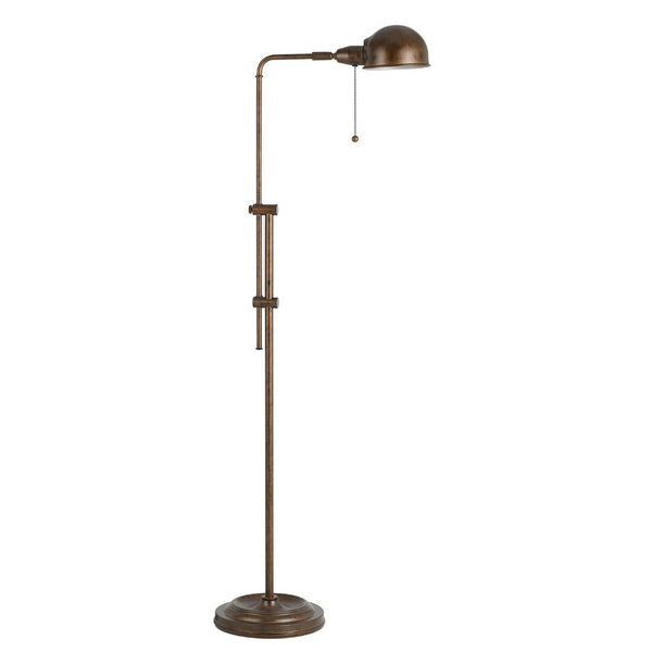 HomeRoots 58" Rust Metal Adjustable Swing Arm Floor Lamp - Stylish Industrial Dome Shade for Any Room 526256