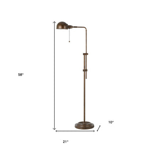 HomeRoots 58" Rust Metal Adjustable Swing Arm Floor Lamp - Stylish Industrial Dome Shade for Any Room 526256