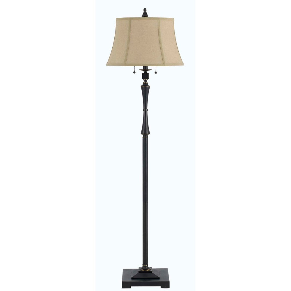 HomeRoots 61" Bronze Two-Light Traditional Floor Lamp with Brown Shade for Elegant Ambient Lighting 526257