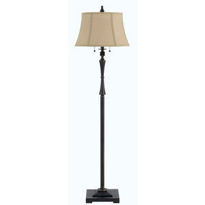 HomeRoots 61" Bronze Two-Light Traditional Floor Lamp with Brown Shade for Elegant Ambient Lighting 526257