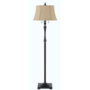 HomeRoots 61" Bronze Two-Light Traditional Floor Lamp with Brown Shade for Elegant Ambient Lighting 526257