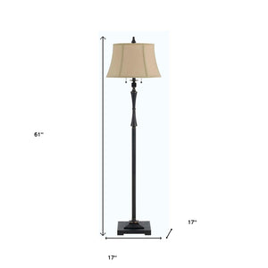 HomeRoots 61" Bronze Two-Light Traditional Floor Lamp with Brown Shade for Elegant Ambient Lighting 526257