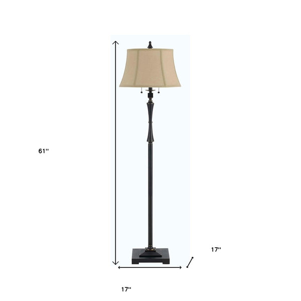 HomeRoots 61" Bronze Two-Light Traditional Floor Lamp with Brown Shade for Elegant Ambient Lighting 526257