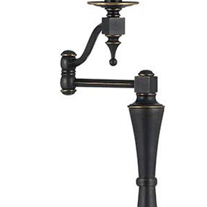 HomeRoots 61" Bronze Swing Arm Floor Lamp – Adjustable Reading Light with Cozy Brown Fabric Shade & Stable Base 526258