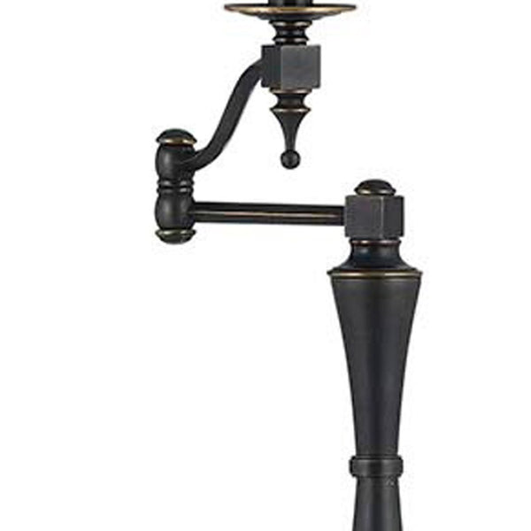 HomeRoots 61" Bronze Swing Arm Floor Lamp – Adjustable Reading Light with Cozy Brown Fabric Shade & Stable Base 526258