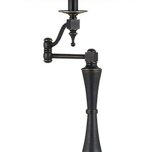 HomeRoots 61" Bronze Swing Arm Floor Lamp – Adjustable Reading Light with Cozy Brown Fabric Shade & Stable Base 526258
