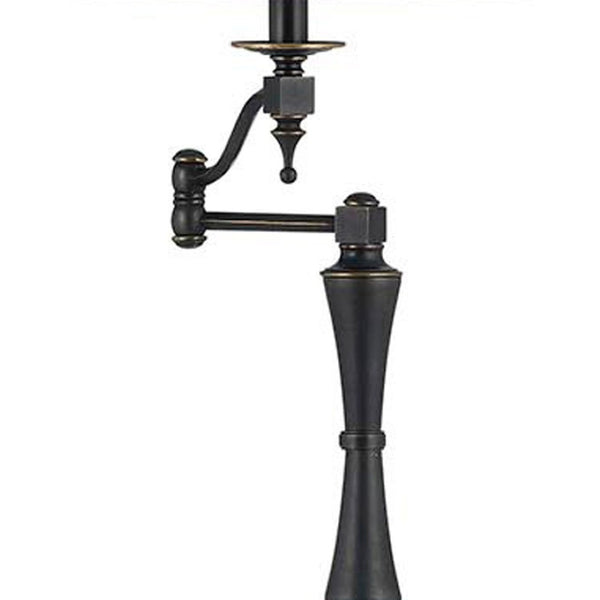 HomeRoots 61" Bronze Swing Arm Floor Lamp – Adjustable Reading Light with Cozy Brown Fabric Shade & Stable Base 526258