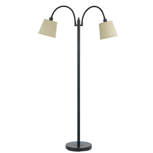 HomeRoots 65" Elegant Bronze Two-Light Traditional Floor Lamp with Tan Square Shade for Stylish Lighting 526259