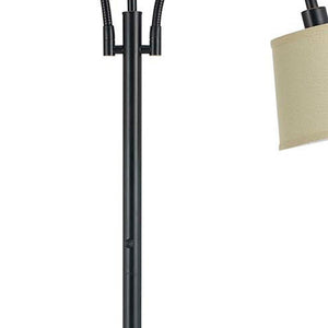 HomeRoots 65" Elegant Bronze Two-Light Traditional Floor Lamp with Tan Square Shade for Stylish Lighting 526259