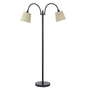 HomeRoots 65" Elegant Bronze Two-Light Traditional Floor Lamp with Tan Square Shade for Stylish Lighting 526259
