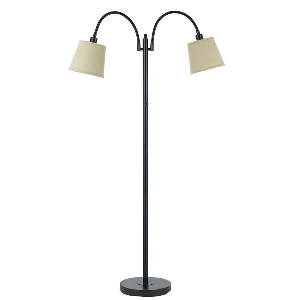 HomeRoots 65" Elegant Bronze Two-Light Traditional Floor Lamp with Tan Square Shade for Stylish Lighting 526259