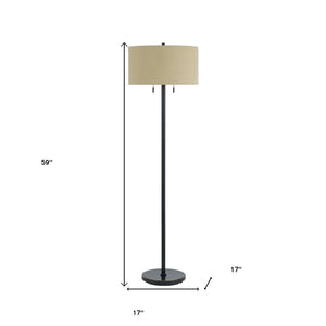 HomeRoots 59" Bronze Two-Light Traditional Floor Lamp with Dimmable Function and Stylish Brown Shade for Any Room 526261