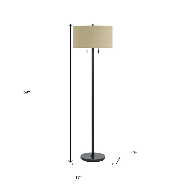 HomeRoots 59" Bronze Two-Light Traditional Floor Lamp with Dimmable Function and Stylish Brown Shade for Any Room 526261