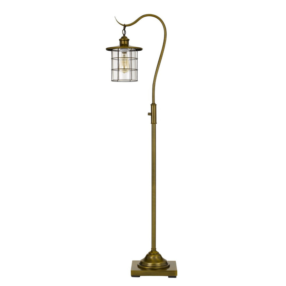 HomeRoots 60" Brass Floor Lamp with Bronze Glass Drum Shade - Timeless Design for Elegant Home Lighting Solutions 526264