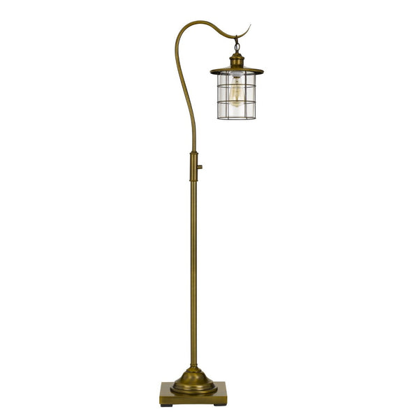 HomeRoots 60" Brass Floor Lamp with Bronze Glass Drum Shade - Timeless Design for Elegant Home Lighting Solutions 526264