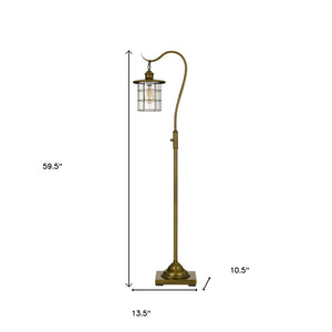 HomeRoots 60" Brass Floor Lamp with Bronze Glass Drum Shade - Timeless Design for Elegant Home Lighting Solutions 526264