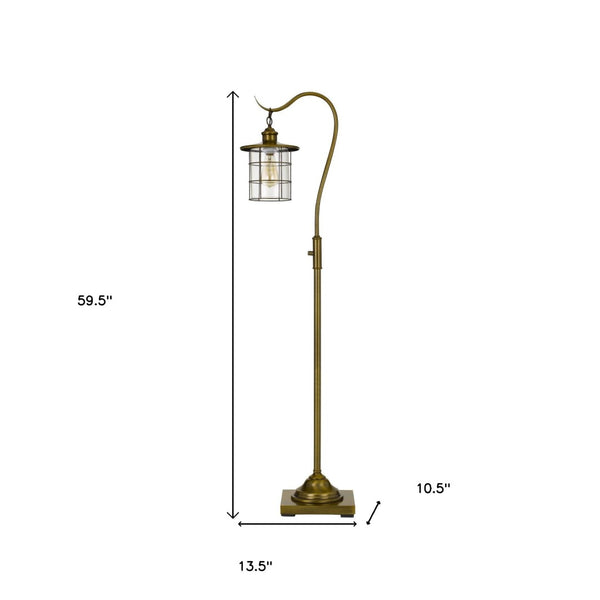 HomeRoots 60" Brass Floor Lamp with Bronze Glass Drum Shade - Timeless Design for Elegant Home Lighting Solutions 526264