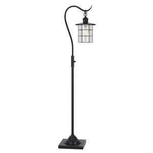 Homeroots 60" Antiqued Bronze Lantern Style Floor Lamp With Glass And Metal Shade  Metal 526265