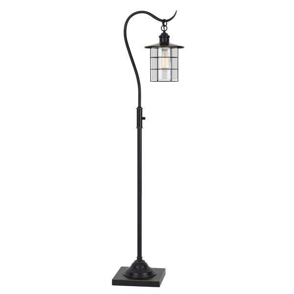 Homeroots 60" Antiqued Bronze Lantern Style Floor Lamp With Glass And Metal Shade  Metal 526265