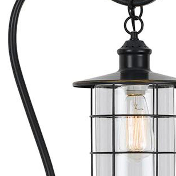 Homeroots 60" Antiqued Bronze Lantern Style Floor Lamp With Glass And Metal Shade  Metal 526265