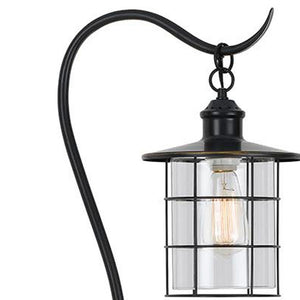 Homeroots 60" Antiqued Bronze Lantern Style Floor Lamp With Glass And Metal Shade  Metal 526265