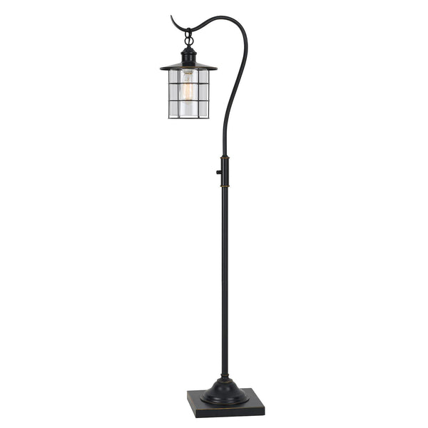 Homeroots 60" Antiqued Bronze Lantern Style Floor Lamp With Glass And Metal Shade  Metal 526265