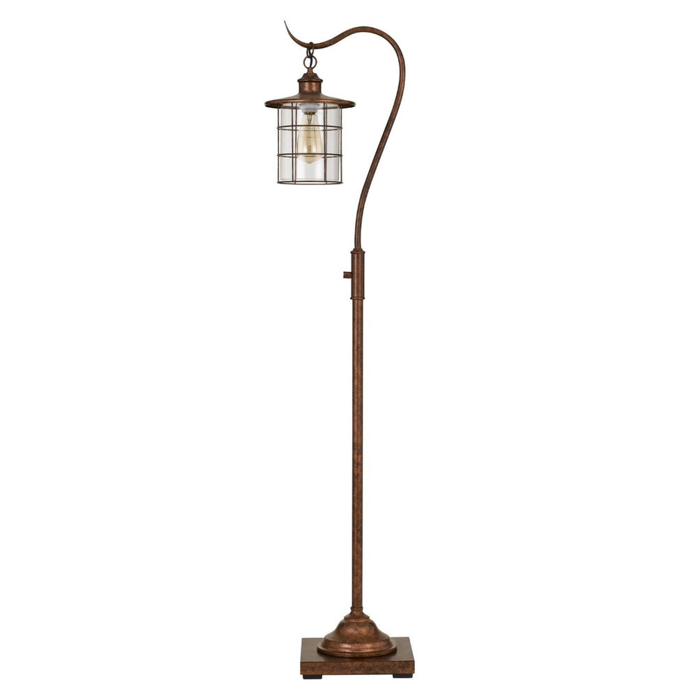 HomeRoots 60" Stylish Rusted Traditional Floor Lamp with Glass Drum Shade - Ideal for Any Room Décor! 526266