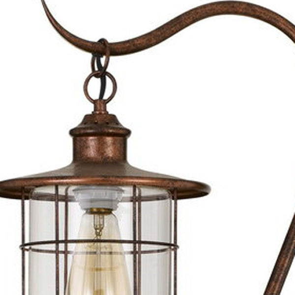 HomeRoots 60" Stylish Rusted Traditional Floor Lamp with Glass Drum Shade - Ideal for Any Room Décor! 526266