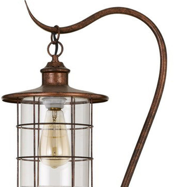 HomeRoots 60" Stylish Rusted Traditional Floor Lamp with Glass Drum Shade - Ideal for Any Room Décor! 526266