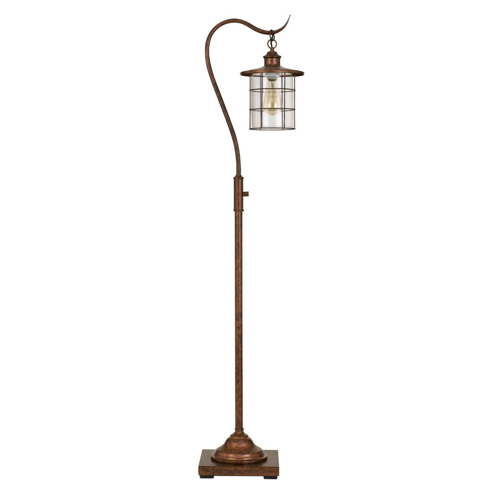 HomeRoots 60" Stylish Rusted Traditional Floor Lamp with Glass Drum Shade - Ideal for Any Room Décor! 526266