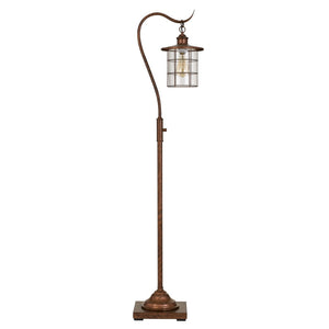 HomeRoots 60" Stylish Rusted Traditional Floor Lamp with Glass Drum Shade - Ideal for Any Room Décor! 526266