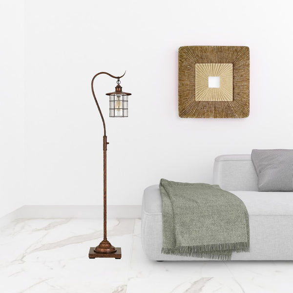 HomeRoots 60" Stylish Rusted Traditional Floor Lamp with Glass Drum Shade - Ideal for Any Room Décor! 526266