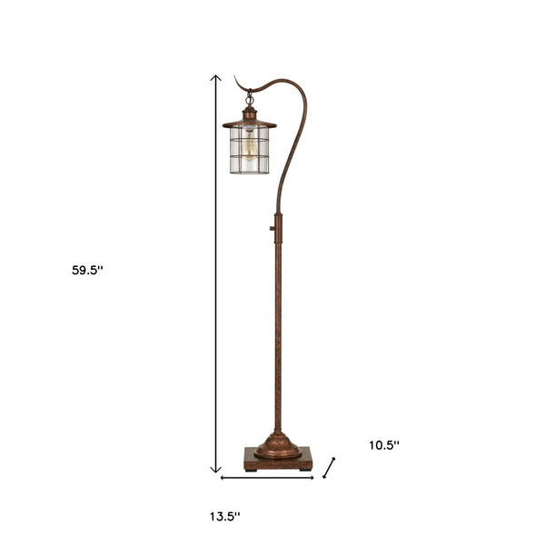 HomeRoots 60" Stylish Rusted Traditional Floor Lamp with Glass Drum Shade - Ideal for Any Room Décor! 526266