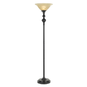 Homeroots 71" Bronze Torchiere Floor Lamp With Beige Frosted Glass Dome Shade  Metal 526268