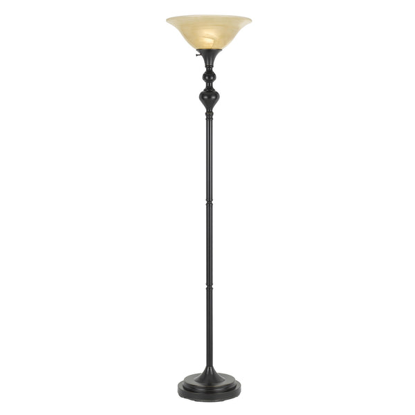 Homeroots 71" Bronze Torchiere Floor Lamp With Beige Frosted Glass Dome Shade  Metal 526268