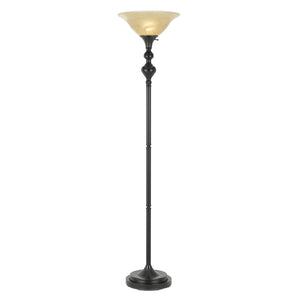 Homeroots 71" Bronze Torchiere Floor Lamp With Beige Frosted Glass Dome Shade  Metal 526268