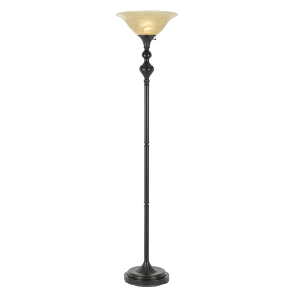 Homeroots 71" Bronze Torchiere Floor Lamp With Beige Frosted Glass Dome Shade  Metal 526268